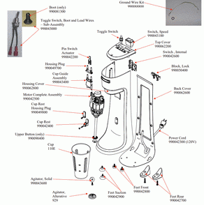 Diagram Diagram and Parts List for HMD200-B  Hamilton Beach Drink Mixer
